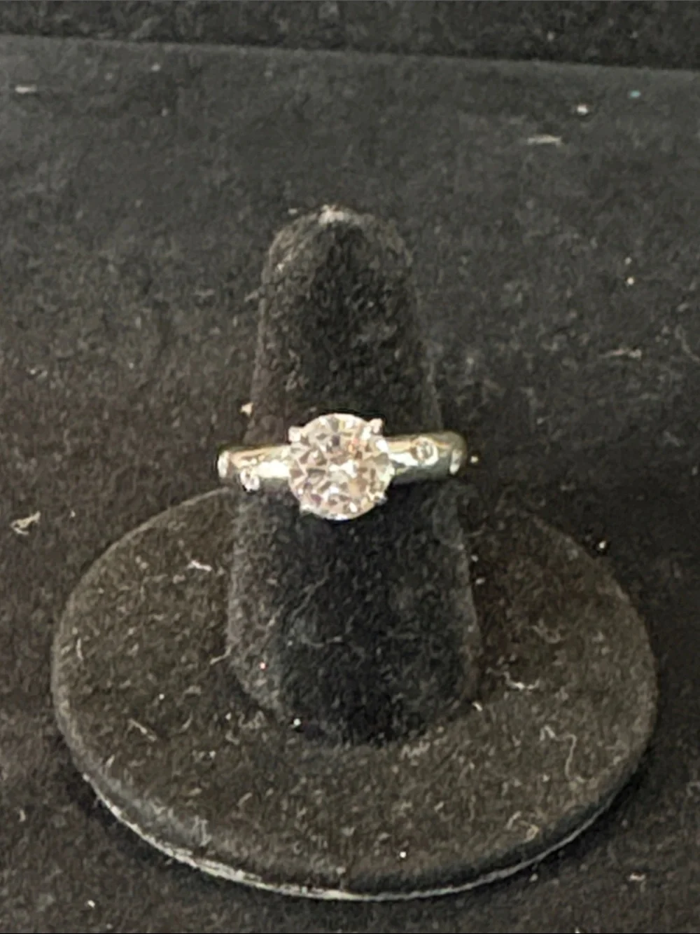 Classic Silver-Tone Solitaire Engagement Ring with Clear Center Stone